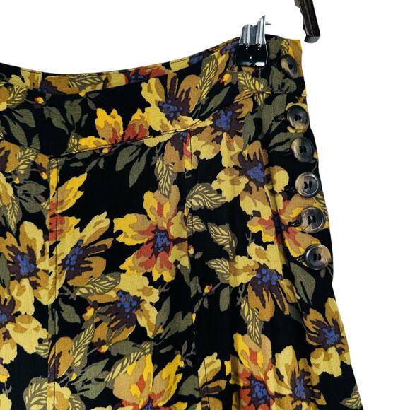 Free People Floral Wide Leg Pants Womens Size 6 Flowy Boho Festival Airy Crepe - Picture 3 of 8